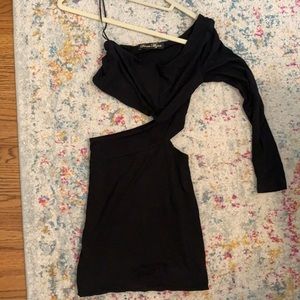 Donna Mizani One Sleeve Cutout Black Dress